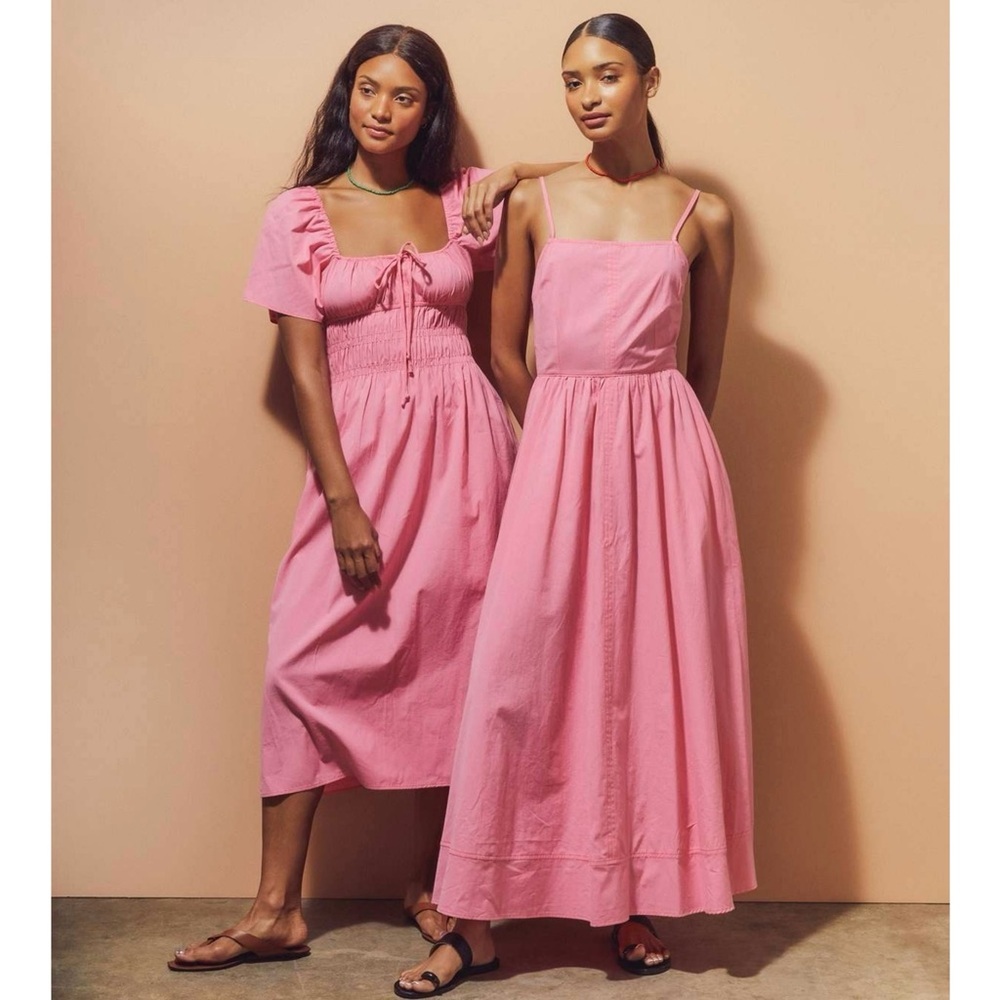 CIAO LUCIA Cotton Poplin Sleeveless Cross Back Square Neck Maxi Apron Dress S‎ - Picture 4 of 6